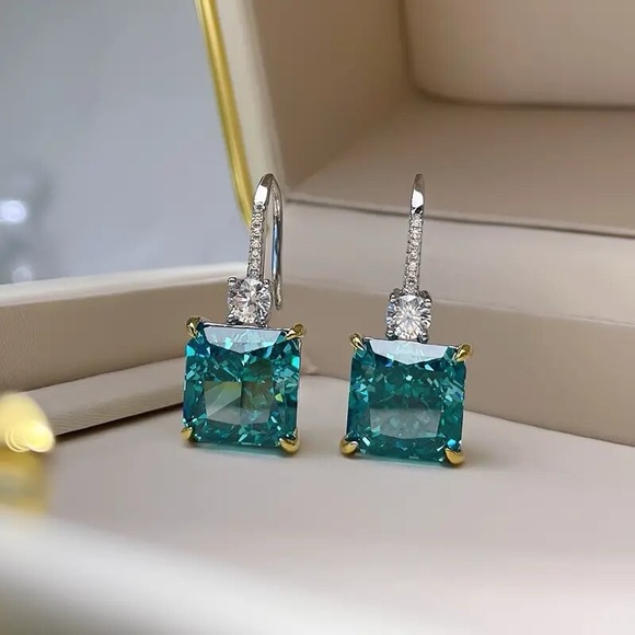 4ct Blue Tourmaline Earrings - Picture 4 of 11